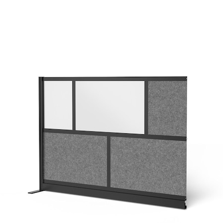Luxor Workflow Modular Wall Room Divider System - Black Frame - 70" x 48" Add-On Wall with Whiteboard MW-7048-XWCGB